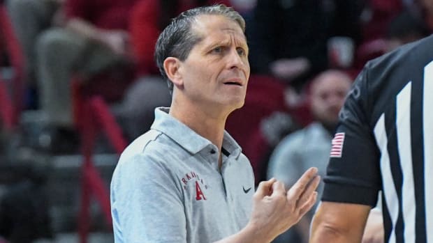 Razorbacks coach Eric Musselman against Missouri